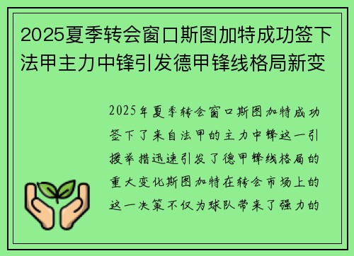 2025夏季转会窗口斯图加特成功签下法甲主力中锋引发德甲锋线格局新变化